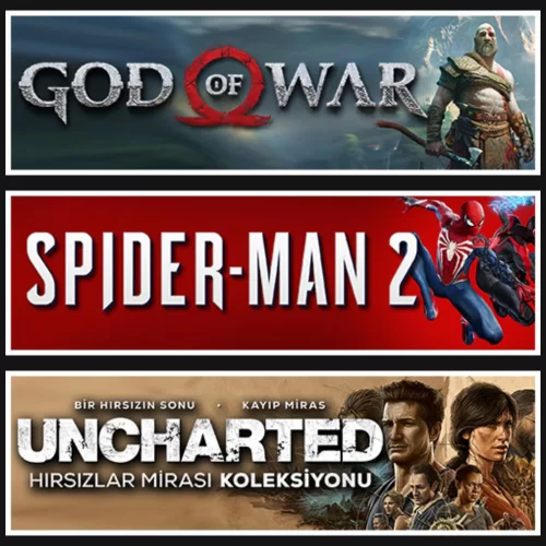 God Of War +Spider Man 2 +Uncharted